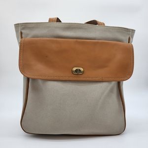 Vintage Gap tan canvas + leather tote shoulder bag